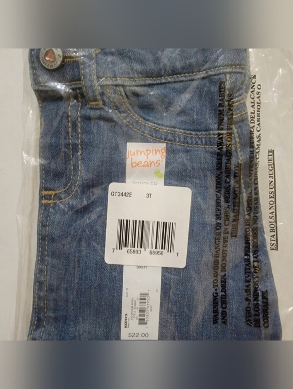 NWT Jumping Beans Girls' Blue Denim Jeans Size 3T